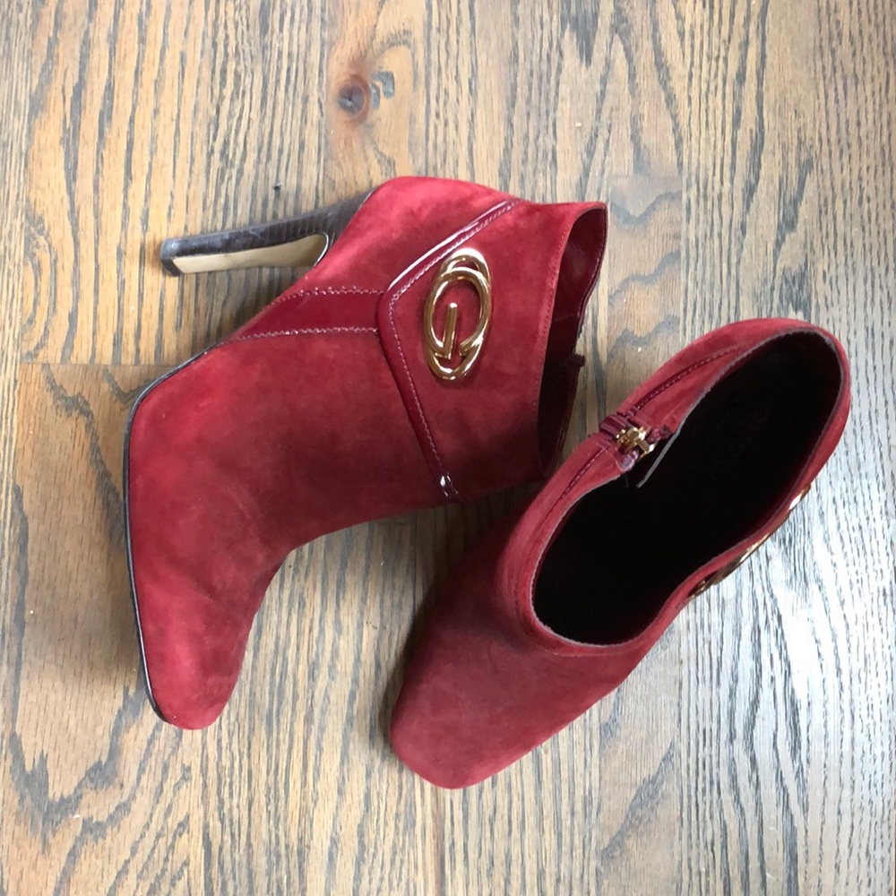 Guess red suede booties